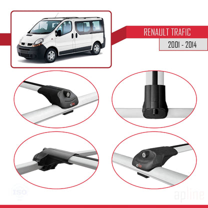 Compatible avec Renault Trafic 2 (X83) 2001-2014 ACE-1 Barres de Toit Railing Porte-Bagages de Voiture Gris Aluminium 3 Barres