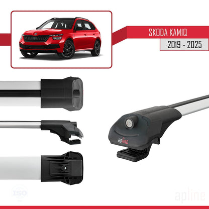 Compatible with Skoda Kamiq 2019-2025 ACE-1 Car Roof Rack Cross Bar Grey Aluminium 3 Bars
