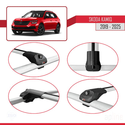 Compatible with Skoda Kamiq 2019-2025 ACE-1 Car Roof Rack Cross Bar Grey Aluminium 3 Bars