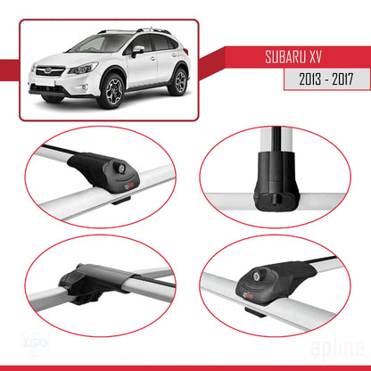 Compatible avec Subaru XV 2013-2017 ACE-1 Barres de Toit Railing Porte-Bagages de Voiture Gris Aluminium 2 Barres