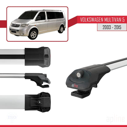 Compatible avec Volkswagen T5 Multivan 2003-2015 ACE-1 Barres de Toit Railing Porte-Bagages de Voiture Gris Aluminium 2 Barres