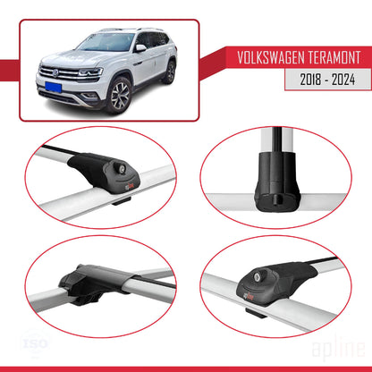 Compatible avec Volkswagen Teramont (CA1) 2018-2024 ACE-1 Barres de Toit Railing Porte-Bagages de Voiture Gris Aluminium 2 Barres