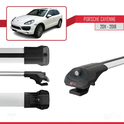 Compatible avec Porsche Cayenne 2 (92A) 2011-2018 ACE-1 Barres de Toit Railing Porte-Bagages de Voiture Gris Aluminium 2 Barres