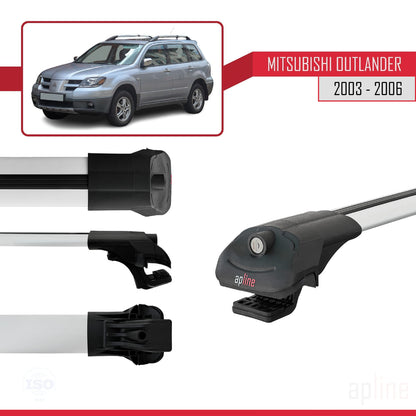 Compatible avec Mitsubishi Outlander 2003-2006 ACE-1 Barres de Toit Railing Porte-Bagages de Voiture Gris Aluminium 2 Barres