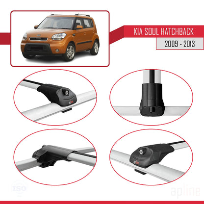 Compatible avec Kia Soul (AM) HB 2009-2013 ACE-1 Barres de Toit Railing Porte-Bagages de Voiture Gris Aluminium 3 Barres