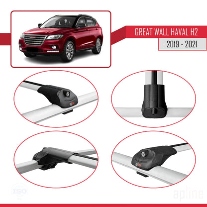 Compatible avec Great Wall Haval H2 2019-2021 ACE-1 Barres de Toit Railing Porte-Bagages de Voiture Gris Aluminium 2 Barres