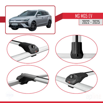 Compatible avec MG 5 EV 2022-2025 ACE-1 Barres de Toit Railing Porte-Bagages de Voiture Gris Aluminium 3 Barres
