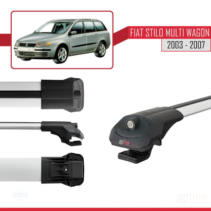 Compatible avec Fiat Stilo Multi Wagon 2003-2007 ACE-1 Barres de Toit Railing Porte-Bagages de Voiture Gris Aluminium 3 Barres
