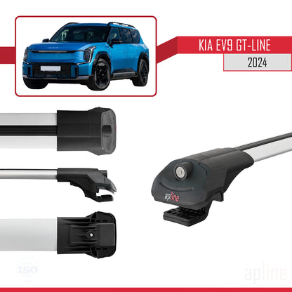 Compatible avec KIA EV9 GT-LINE 2024-2025 ACE-1 Barres de Toit Railing Porte-Bagages de Voiture Gris Aluminium 2 Barres