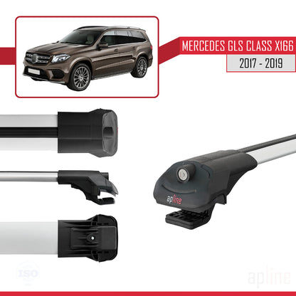 Compatible avec Mercedes GLS Class X166 2017-2019 ACE-1 Barres de Toit Railing Porte-Bagages de Voiture Gris Aluminium 2 Barres