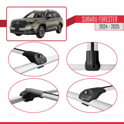 Compatible avec Subaru Forester 2024-2025 ACE-1 Barres de Toit Relevé (Raised Roof) Railing Porte-Bagages de Voiture Gris Aluminium 2 Barres