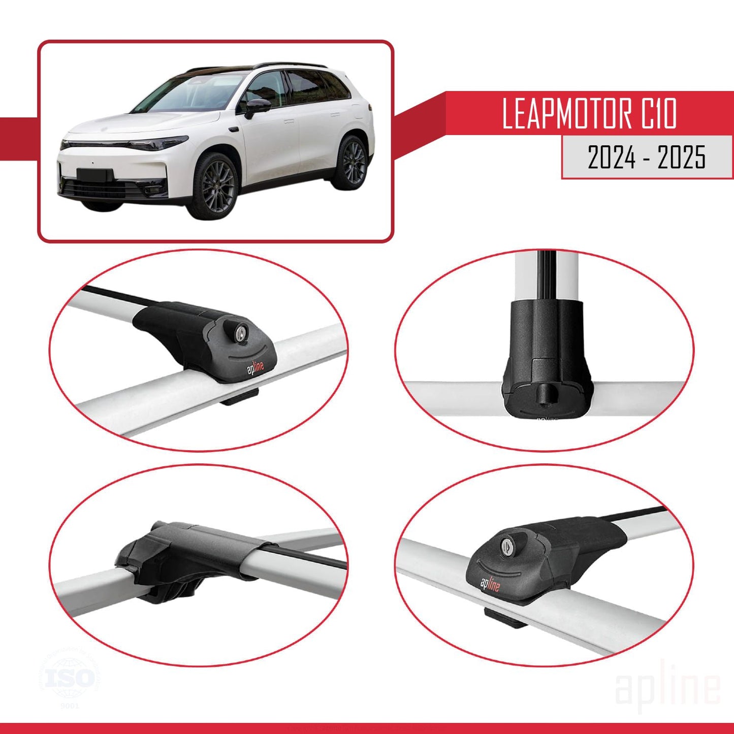 Compatible avec LEAPMOTOR C10 2024-2025 ACE-1 Barres de Toit Railing Porte-Bagages de Voiture Gris Aluminium 2 Barres