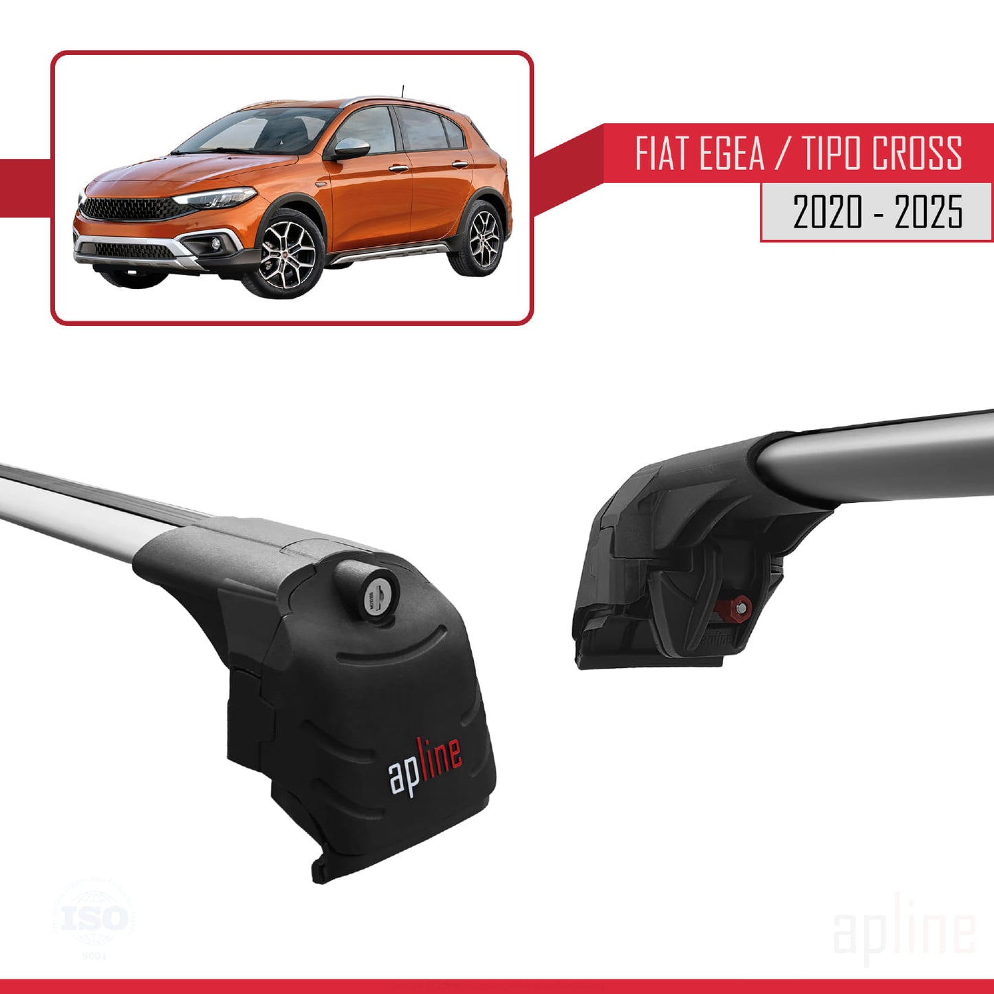 Compatible avec Fiat Egea Cross 2020-2025 ACE-2 Barres de Toit Railing Porte-Bagages de Voiture Gris Aluminium 2 Barres