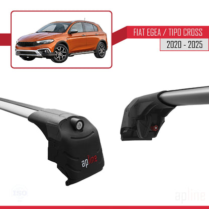 Compatible avec Fiat Egea Cross 2020-2025 ACE-2 Barres de Toit Railing Porte-Bagages de Voiture Gris Aluminium 2 Barres