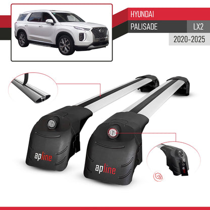 Compatible avec Hyundai Palisade (LX2) 2020-2025 ACE-2 modèle Barres de Toit Railing Porte-Bagages de Voiture Gris Aluminium Barres