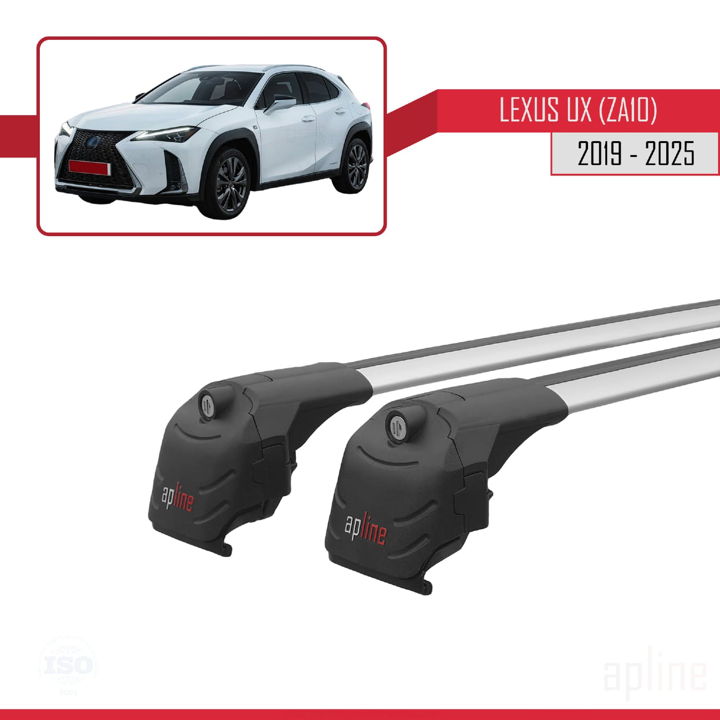 Compatible avec Lexus UX (ZA10) 2019-2025 ACE-2 Barres de Toit Railing Porte-Bagages de Voiture Gris Aluminium 2 Barres