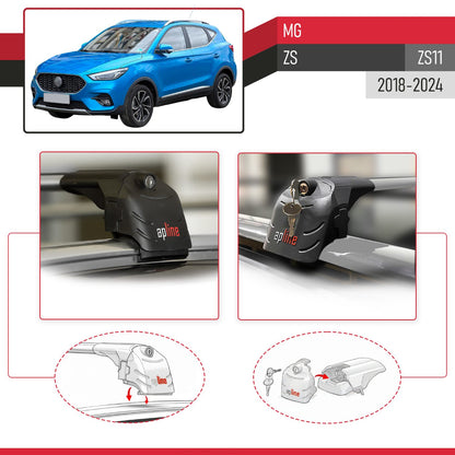 Compatible avec MG ZS (ZS11) 2018-2024 ACE-2 modèle Barres de Toit Railing Porte-Bagages de Voiture Gris Aluminium Barres