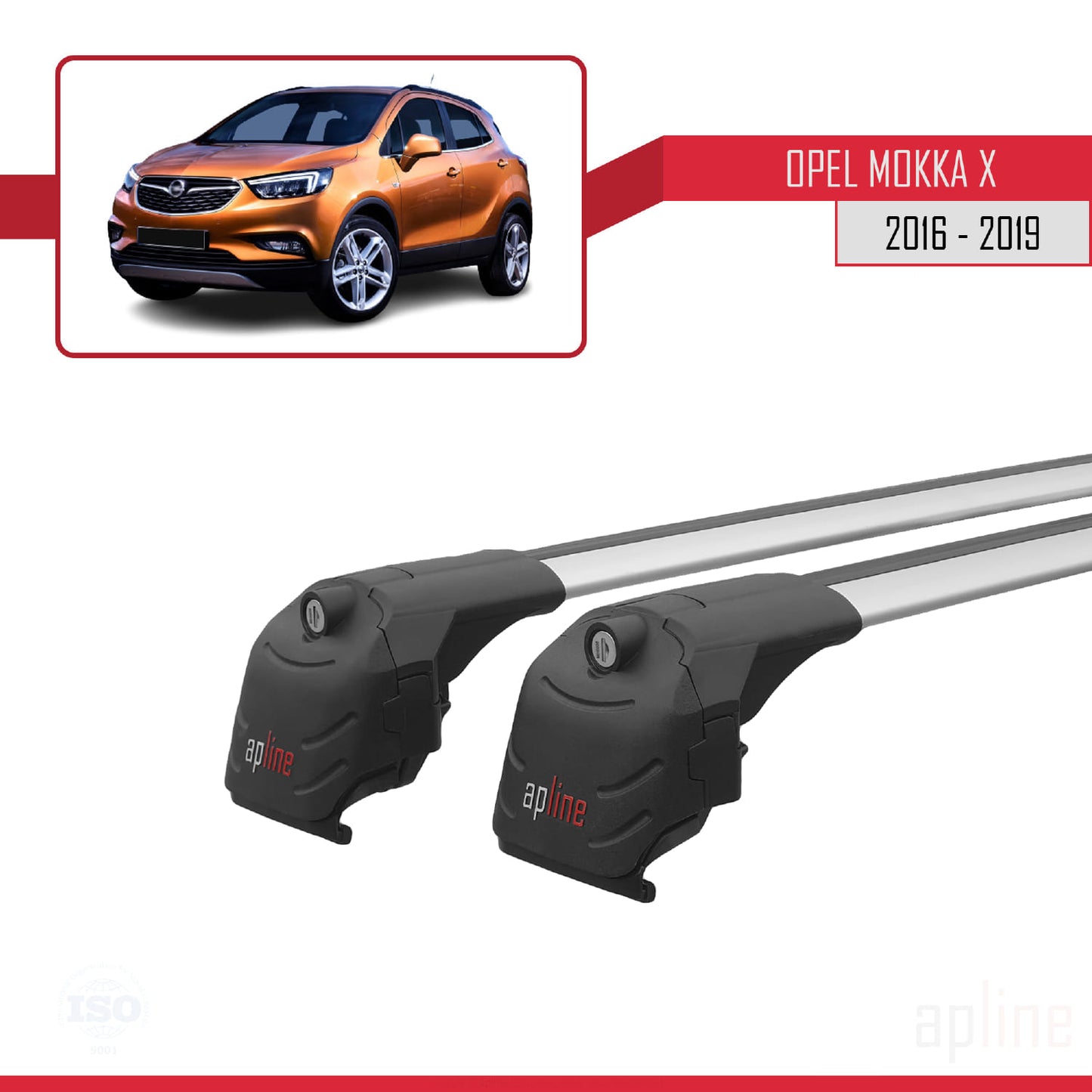 Compatible avec Opel Mokka X (J13) 2016-2019 ACE-2 Barres de Toit Railing Porte-Bagages de Voiture Gris Aluminium 2 Barres