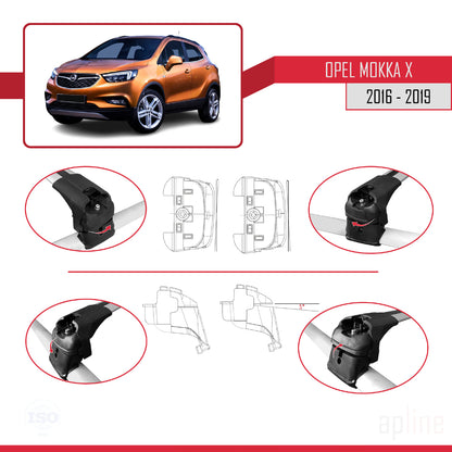 Compatible avec Opel Mokka X (J13) 2016-2019 ACE-2 Barres de Toit Railing Porte-Bagages de Voiture Gris Aluminium 2 Barres