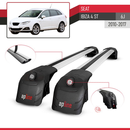 Compatible avec Seat Ibiza 4 (6J) ST 2010-2017 ACE-2 modèle Barres de Toit Railing Porte-Bagages de Voiture Gris Aluminium Barres