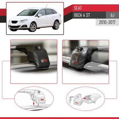 Compatible avec Seat Ibiza 4 (6J) ST 2010-2017 ACE-2 modèle Barres de Toit Railing Porte-Bagages de Voiture Gris Aluminium Barres