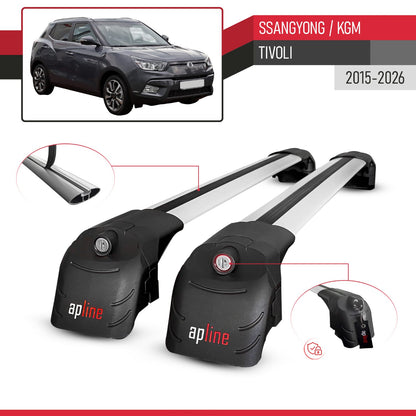 Compatible avec Ssangyong/KGM Tivoli 2015-2026 ACE-2 modèle Barres de Toit Railing Porte-Bagages de Voiture Gris Aluminium Barres