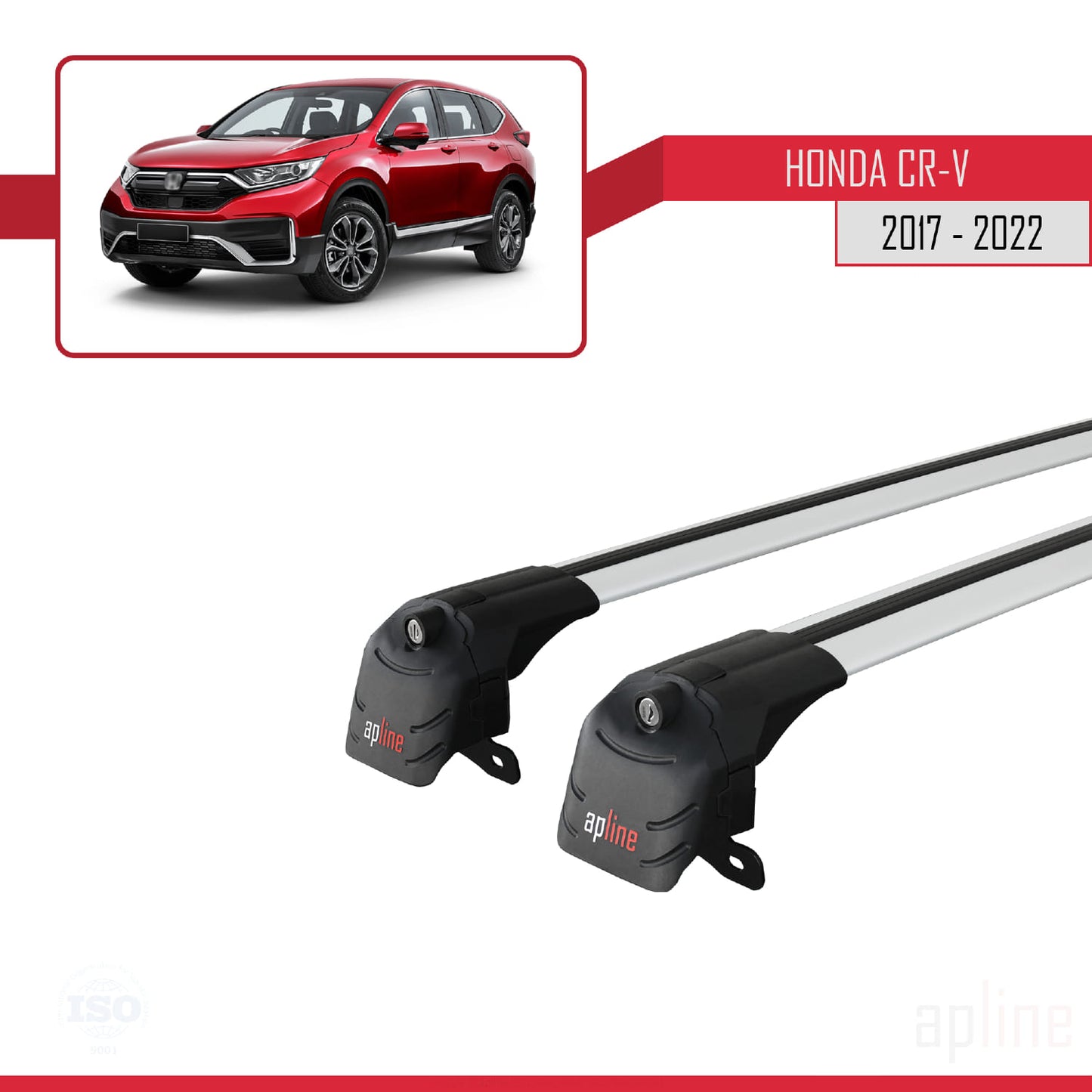 Compatible avec Honda CR-V 5 2017-2022 ACE-2 Barres de Toit Railing Porte-Bagages de Voiture Gris Aluminium 2 Barres