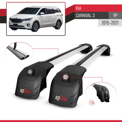 Compatible avec Kia Carnival 3 (YP) 2015-2021 ACE-2 modèle Barres de Toit Railing Porte-Bagages de Voiture Gris Aluminium Barres