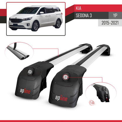 Compatible with Kia Sedona 3 (YP) 2015-2021 ACE-2 Car Roof Rack Cross Bar Grey Aluminium 2 Bars