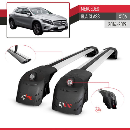 Compatible avec Mercedes GLA Class (X156) 2014-2019 ACE-2 modèle Barres de Toit Railing Porte-Bagages de Voiture Gris Aluminium Barres
