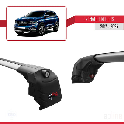 Compatible avec Renault Koleos 2 (HC) 2017-2024 ACE-2 Barres de Toit Railing Porte-Bagages de Voiture Gris Aluminium 2 Barres