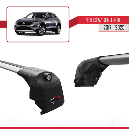 Compatible avec Volkswagen T-Roc 2017-2025 ACE-2 Barres de Toit Railing Porte-Bagages de Voiture Gris Aluminium 2 Barres