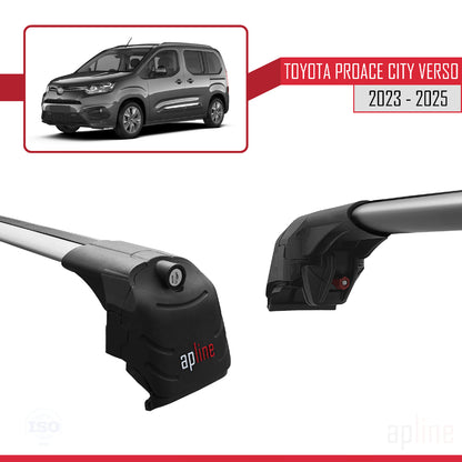 Compatible avec Toyota Proace City Verso 2023-2025 ACE-2 Barres de Toit Railing Porte-Bagages de Voiture Gris Aluminium 2 Barres