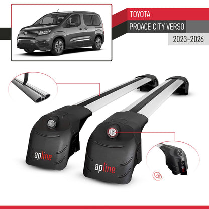 Compatible avec Toyota Proace City Verso 2023-2026 ACE-2 modèle Barres de Toit Railing Porte-Bagages de Voiture Gris Aluminium Barres