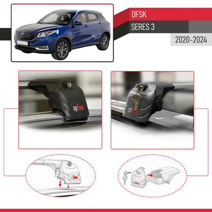 Compatible with DFSK Glory/Seres 3 2020-2025 ACE-2 Car Roof Rack Cross Bar Grey Aluminium 2 Bars