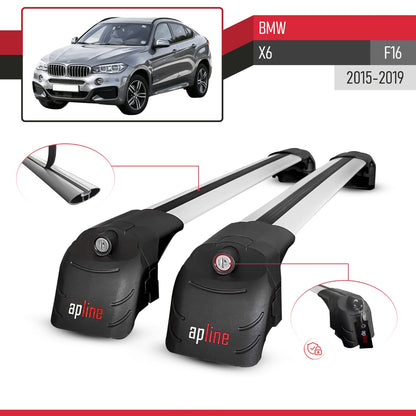 Compatible with BMW X6 (F16) 2015-2019 ACE-2 Car Roof Rack Cross Bar Grey Aluminium 2 Bars