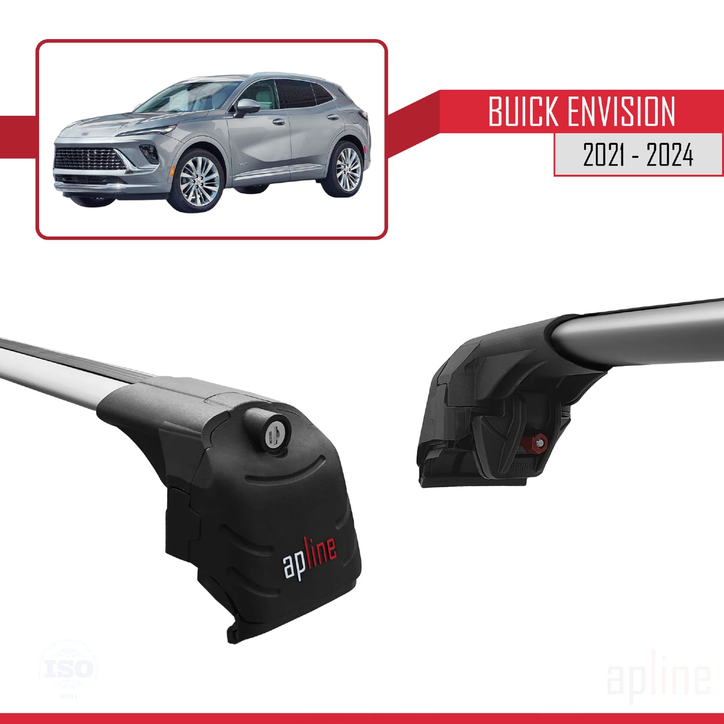 Compatible avec Buick Envision 2021-2024 ACE-2 Barres de Toit Railing Porte-Bagages de Voiture Gris Aluminium 2 Barres