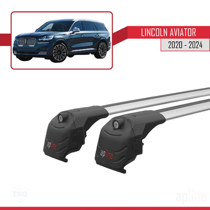 Compatible avec Lincoln Aviator 2020-2024 ACE-2 Barres de Toit Railing Porte-Bagages de Voiture Gris Aluminium 2 Barres