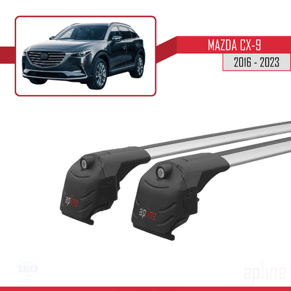 Compatible avec Mazda CX-9 2016-2023 ACE-2 Barres de Toit Railing Porte-Bagages de Voiture Gris Aluminium 2 Barres