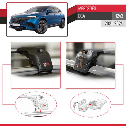 Compatible avec Mercedes EQA (H243) 2021-2026 ACE-2 modèle Barres de Toit Railing Porte-Bagages de Voiture Gris Aluminium Barres
