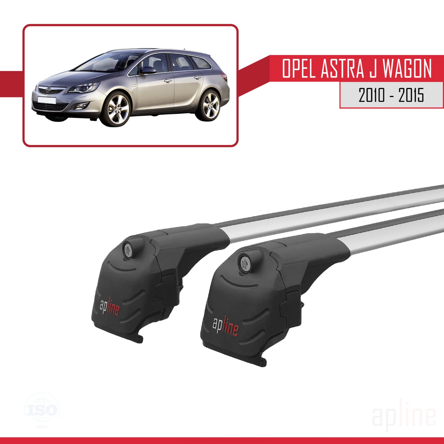 Compatible avec Opel Astra J Wagon 2010-2015 ACE-2 Barres de Toit Railing Porte-Bagages de Voiture Gris Aluminium 2 Barres