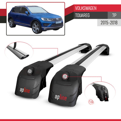 Compatible avec Volkswagen Touareg (7P) 2015-2018 ACE-2 modèle Barres de Toit Railing Porte-Bagages de Voiture Gris Aluminium Barres