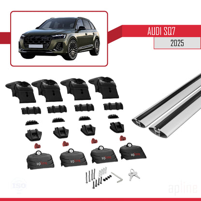 Compatible avec Audi SQ7 2024-2025 ACE-2 Barres de Toit Railing Porte-Bagages de Voiture Gris Aluminium 2 Barres