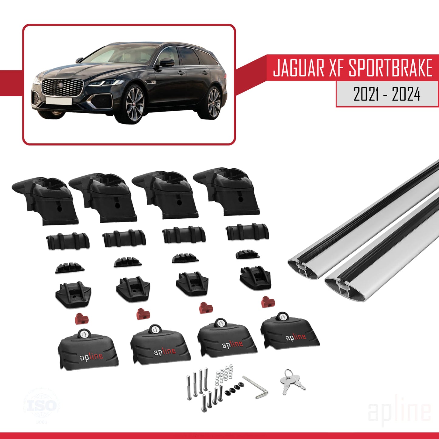 Compatible avec Jaguar XF Sportbrake 2015-2025 ACE-2 Barres de Toit Railing Porte-Bagages de Voiture Gris Aluminium 2 Barres