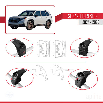 Compatible avec Subaru Forester 2024-2025 ACE-2 Barres de Toit Railing Porte-Bagages de Voiture Gris Aluminium 2 Barres