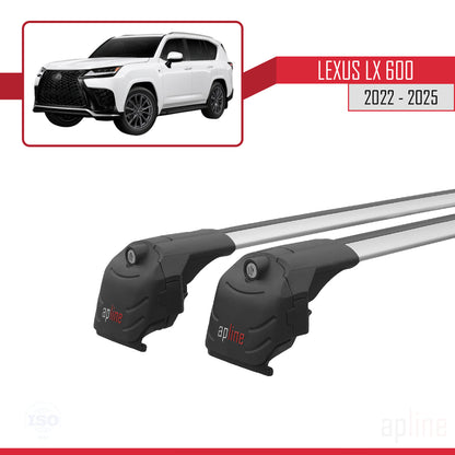 Compatible avec Lexus LX 600 2022-2025 ACE-2 Barres de Toit Railing Porte-Bagages de Voiture Gris Aluminium 2 Barres