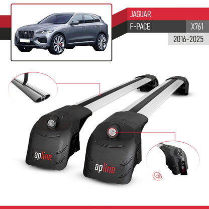 Compatible avec Jaguar F-Pace (X761) 2016-2025 ACE-2 modèle Barres de Toit Railing Porte-Bagages de Voiture Gris Aluminium Barres