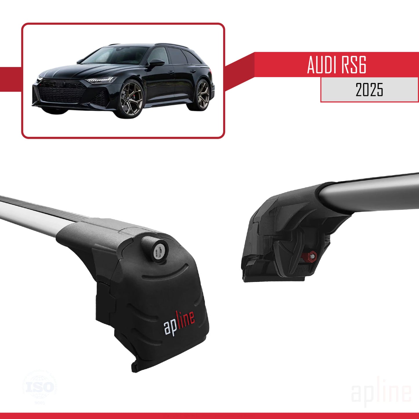 Compatible avec Audi RS6 2025 ACE-2 Barres de Toit Railing Porte-Bagages de Voiture Gris Aluminium 2 Barres
