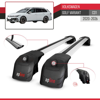 Compatible with Volkswagen Golf Variant 2024-2025 ACE-2 Car Roof Rack Cross Bar Grey Aluminium 2 Bars