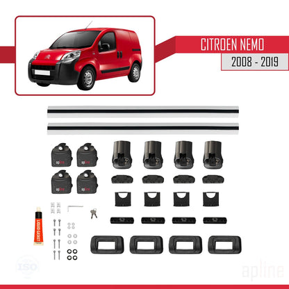 Compatible avec Citroen Nemo 2008-2019 ACE-3 Barres de Toit Railing Porte-Bagages de Voiture Gris Aluminium 2 Barres